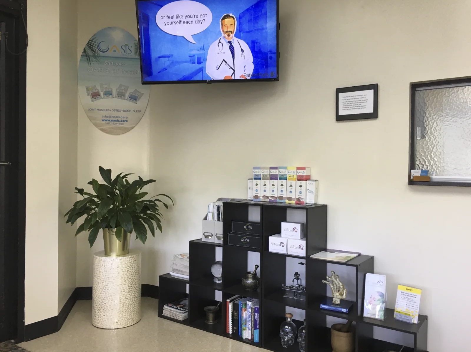 Reception area inside the practice